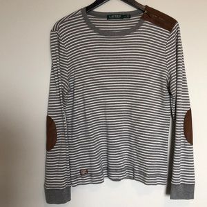 Ralph Lauren - Gray & White Striped Long Sleeve